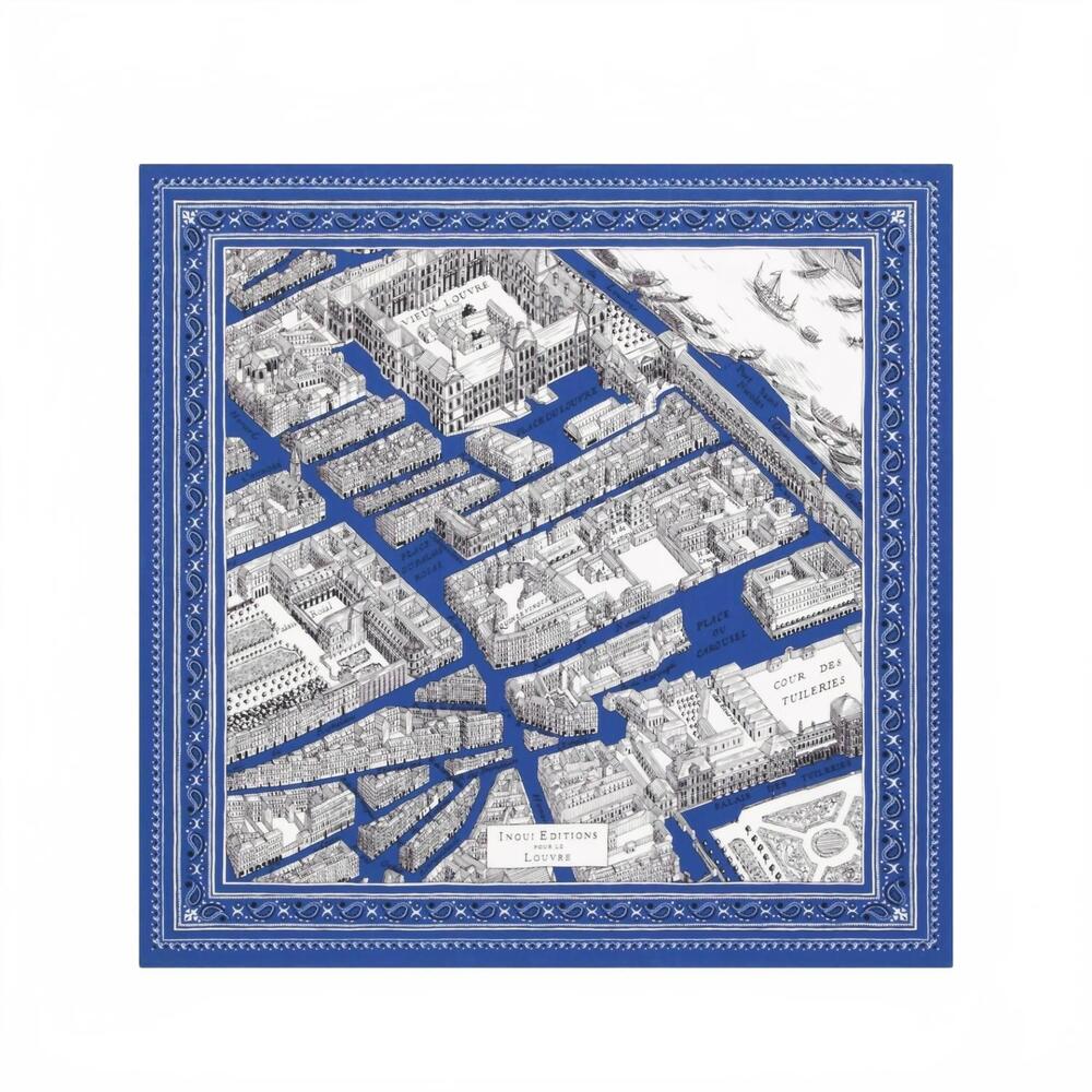 NEW INOUI EDITIONS women's louvre square 65 scarf in blue